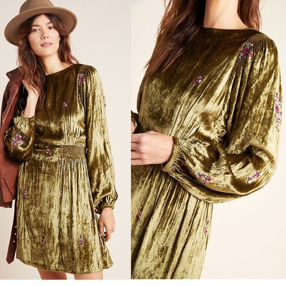 ANTHROPOLOGIE NICOLINE EMBROIDERED VELVET TUNIC - Picture 2 of 4